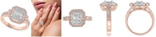 EFFY Collection EFFY&reg; Diamond Baguette Halo Cluster Ring (3/8 ct. t.w.) in 14k Rose & White Gold